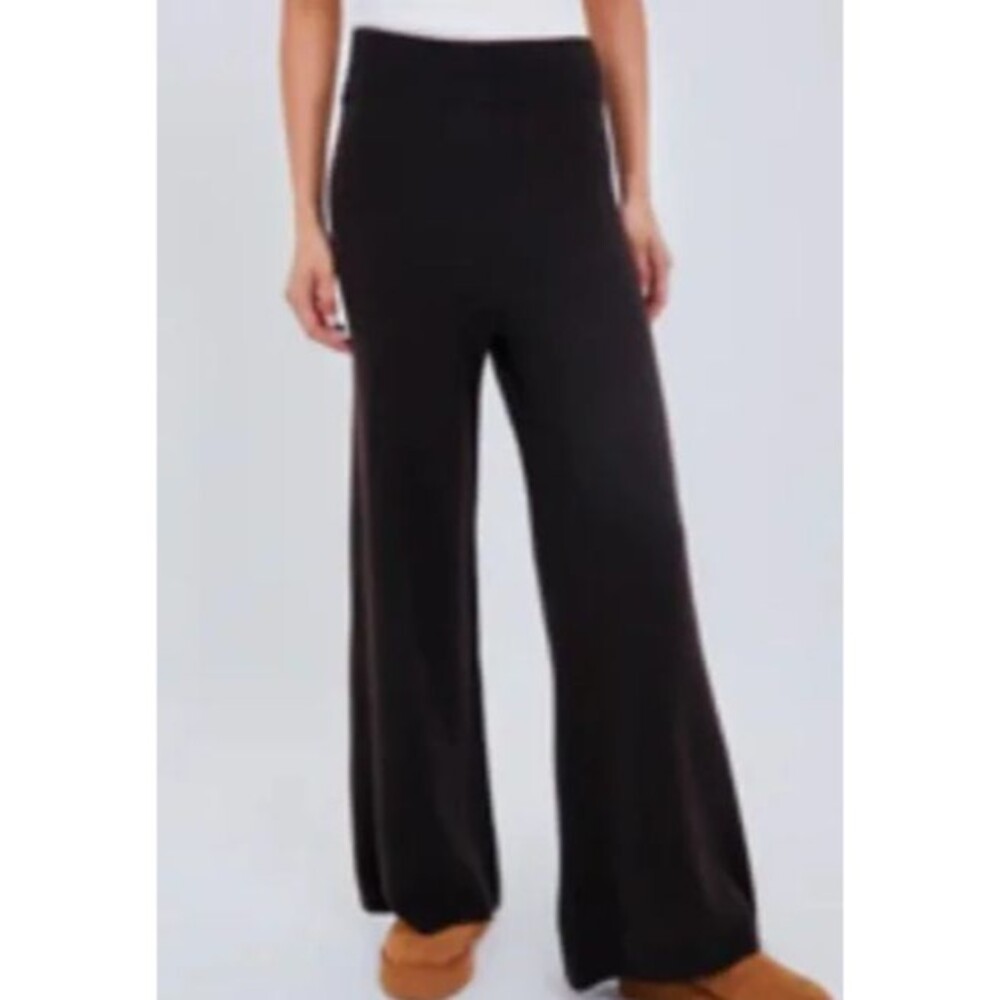 LESET Zoe Cable Crop Wide Leg Pants Size M Made Chocolate Brown - Picture 3 of 7